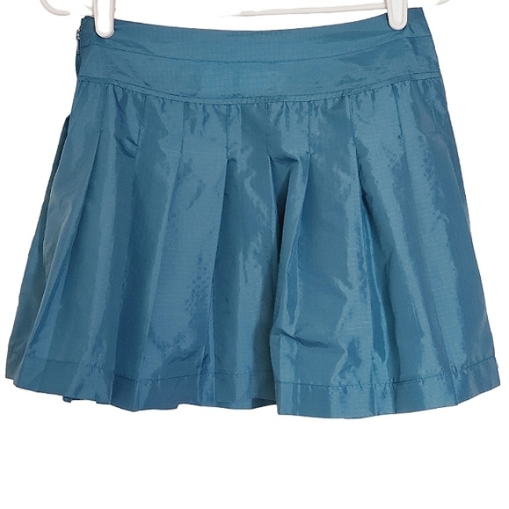 1311 * Reebok Pleated Nylon Mini Skirt Green Size 8 Vintage - Picture 2 of 8
